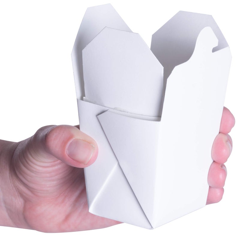 Avant Grub 100% Recyclable 8oz White Small Chinese Take Out Boxes 50pk. Leakproof Greaseproof To-Go Containers For Restaurants Event Parties Food Service. Value Bulk Pack Microwaveable and Stackable Meal Pails. - Image 1